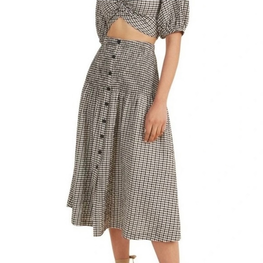 Mango Ruched Waist Midi Skirt